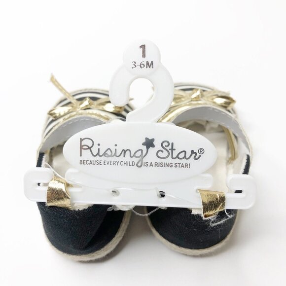 NWT Rising Star Gold Striped Crib Shoes - Picture 6 of 6